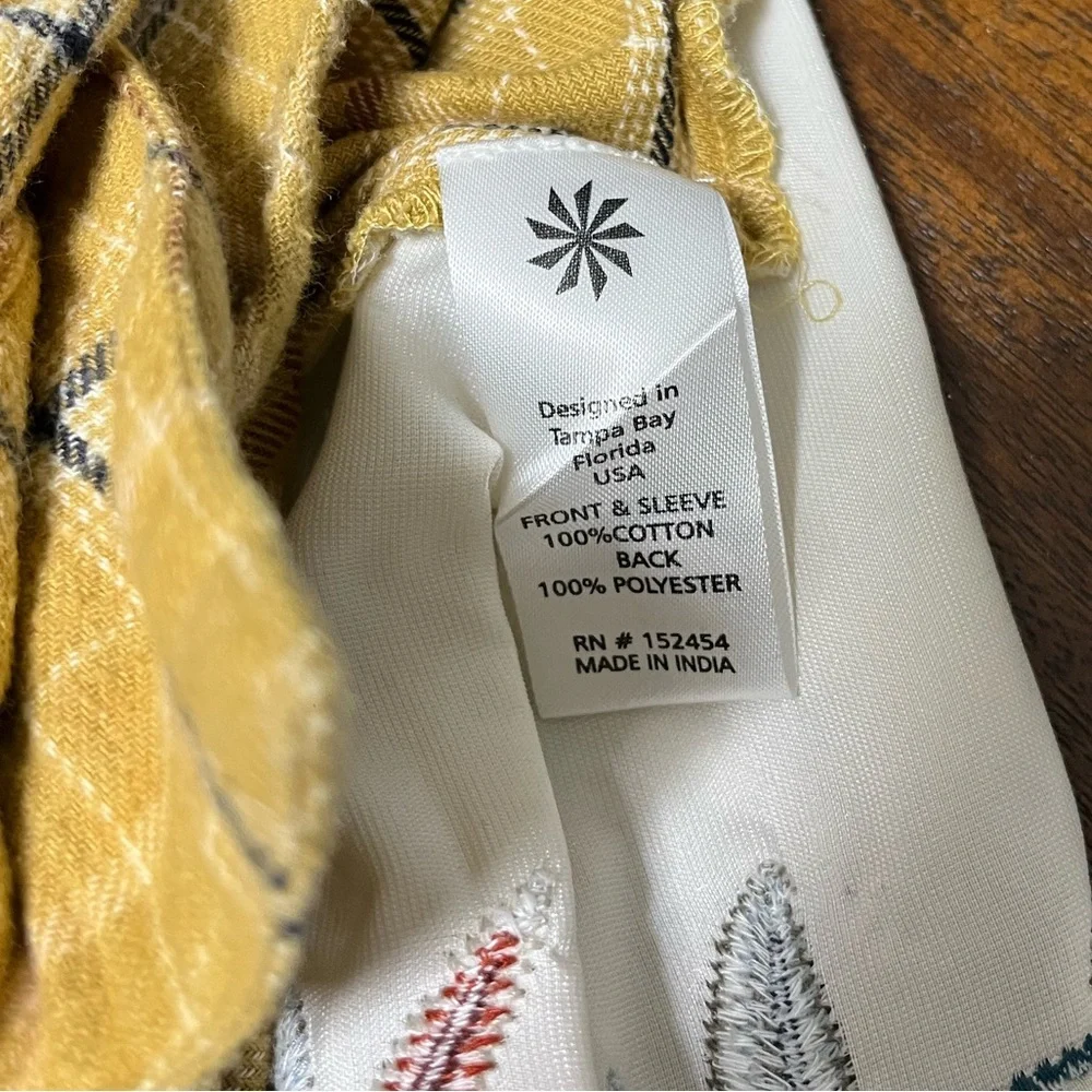 Kyla Seo Embroidered Velvet Back Gold Plaid L Boho Western Prairie Cottagecore - Picture 9 of 9